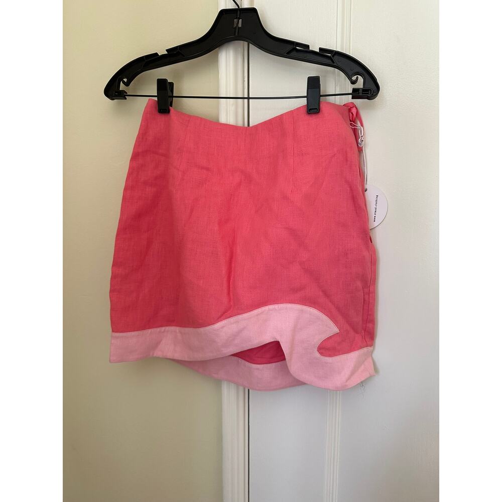 Authentic Staud Leandro wave curve pink skirt